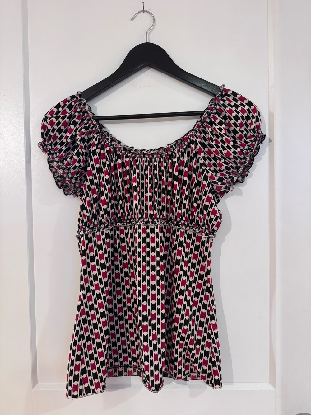 Studio M Smocked Off-Shoulder Short Sleeve Top